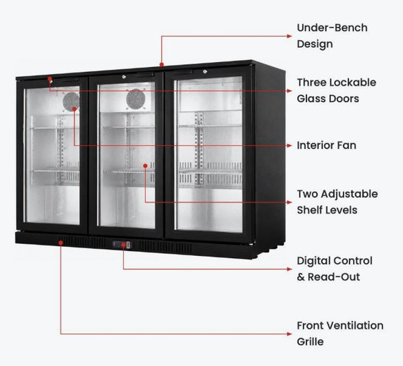 Thermaster LG-330HC Underbench Three Hinged Door Bar Cooler (293L)