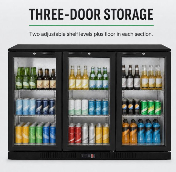 Thermaster LG-330HC Underbench Three Hinged Door Bar Cooler (293L)