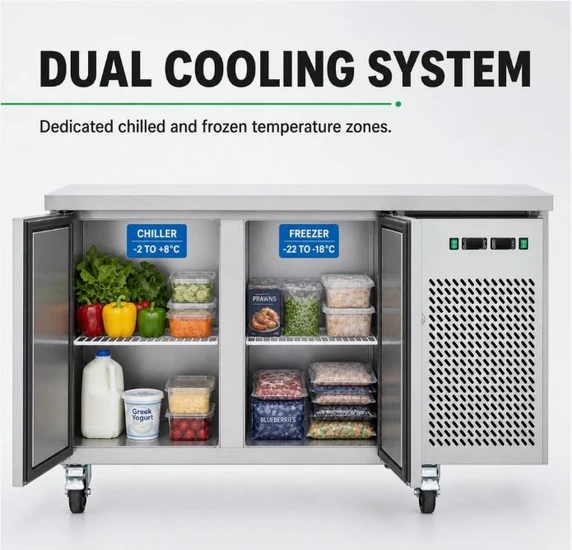 Thermaster GN2100DT Dual-Temperature Refrigerated & Frozen Workbench (248L)