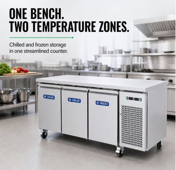 Thermaster 3-Door Dual-Temperature Commercial Underbench Fridge/Freezer | GN3100DT