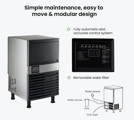 Blizzard SN-120P 55kg Under Bench Ice Maker with Drain Pump | 10A