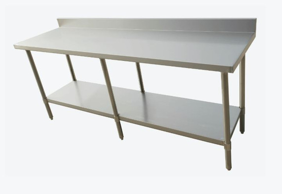 Economic 304 Grade Stainless Steel Table with splashback 2400x700x900 - 6 legs
