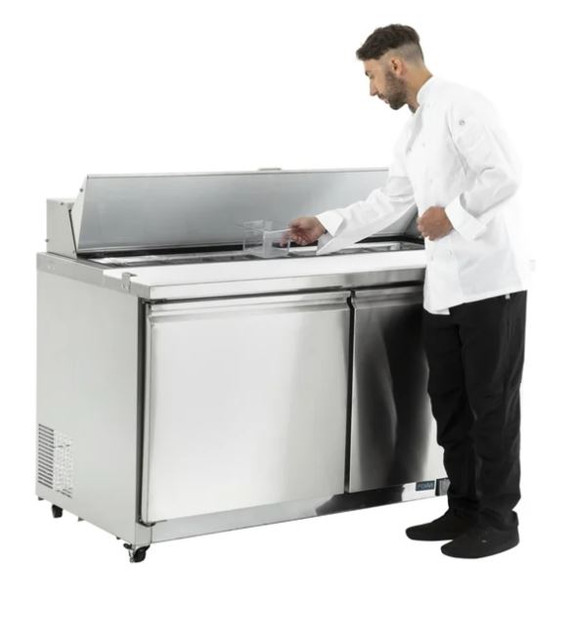 Polar GD883-A U-Series 2 Door Prep Counter Fridge 527Ltr