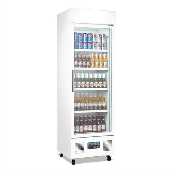 Polar DM076-A G-Series Upright Display Fridge White 368 Ltr