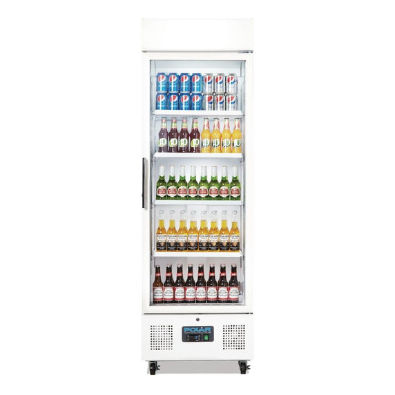 Polar DM076-A G-Series Upright Display Fridge White 368 Ltr