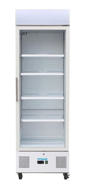 Polar DM076-A G-Series Upright Display Fridge White 368 Ltr