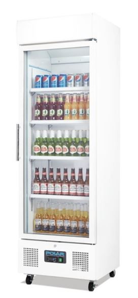 Polar DM076-A G-Series Upright Display Fridge White 368 Ltr
