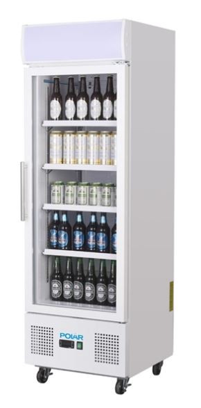 Polar DM075-A G-Series Upright Display Fridge White 218Ltr