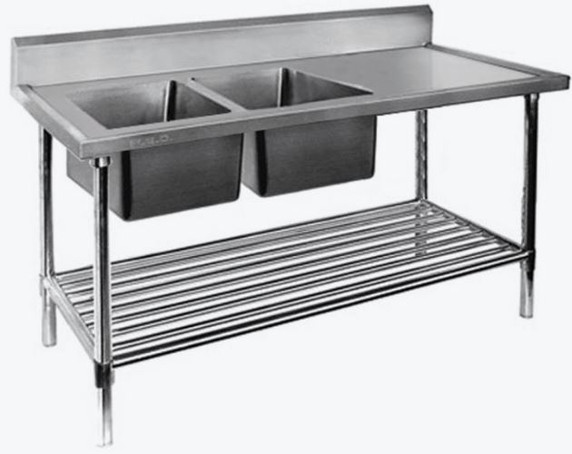 Modular System Double Left Sink Bench with Pot Undershelf - DSB6-1800L/A