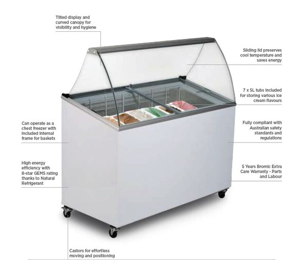 Bromic GD0007S-NR Gelato/ Ice Cream Display Freezer 7 Basket