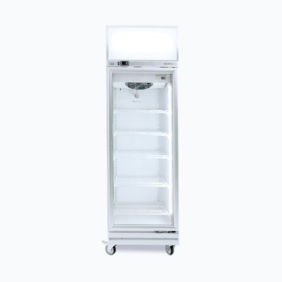Bromic Upright Display Fridge 444L 1 Door Flat Glass Lightbox Bromic Upright Display Fridge 444L 1 Door Flat Glass Lightbox