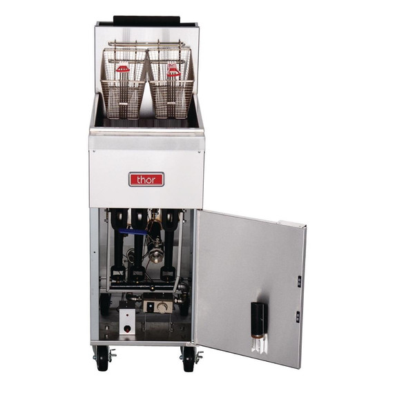 GH110-P Thor Freestanding Single Pan Double Basket Propane Gas Deep Fryer GH110-P Thor Freestanding Single Pan Double Basket Propane Gas Deep Fryer
