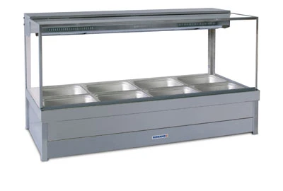 Roband S26RD Square Glass Hot Foodbar with Rear Roller Doors (12 x 1/2 Pan Capacity)