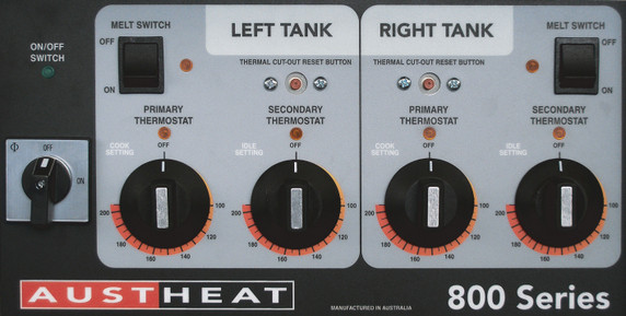 AF822 Austheat Freestanding Twin Pan 3 Phase Electric Deep Fryer 2 x 14 Ltr AF822 Austheat Freestanding Twin Pan 3 Phase Electric Deep Fryer 2 x 14 Ltr