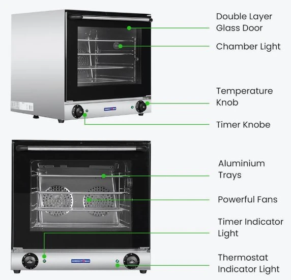 ConvectMax YXD-1AE Commercial Compact Electric Convection Oven – 4 Tray Capacity