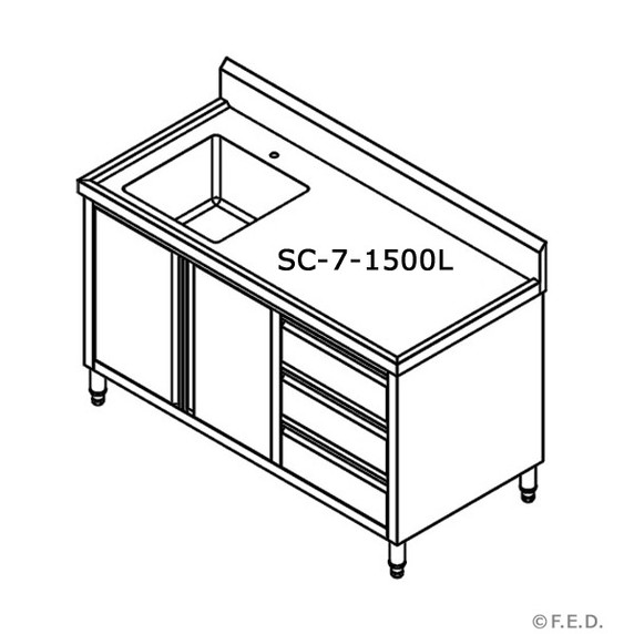 SC-7-1500L-H Kitchen Tidy Cabinet with Left Sink