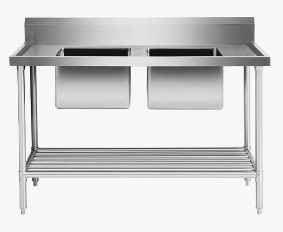 Modular System Double Centre Sink Bench with Pot Undershelf DSB7-1500C/A