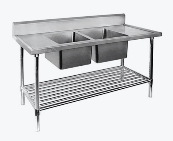 Double Centre Sink Bench with Pot Undershelf DSB7-2100C/A