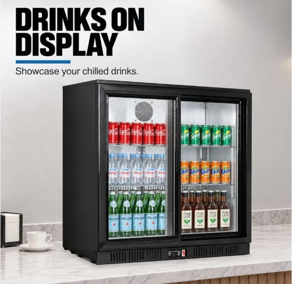 Thermaster LG-208SC Underbench Two Sliding Glass Door Bar Cooler (188L)