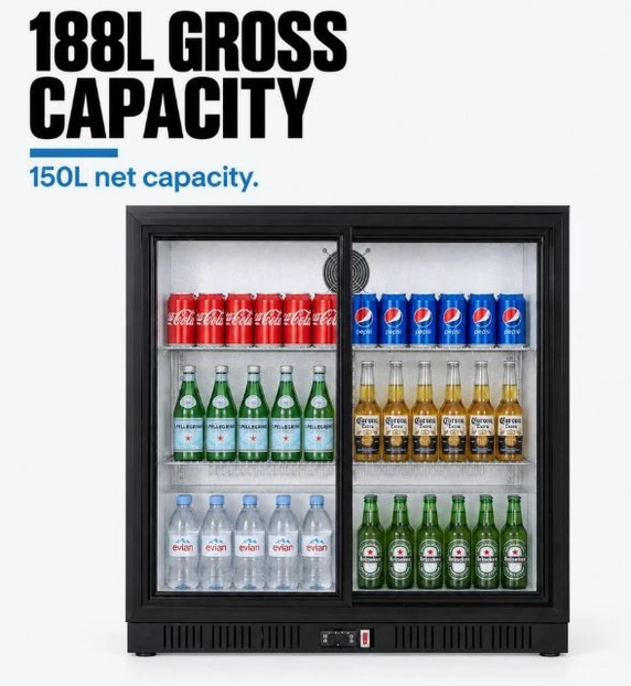Thermaster LG-208SC Underbench Two Sliding Glass Door Bar Cooler (188L)