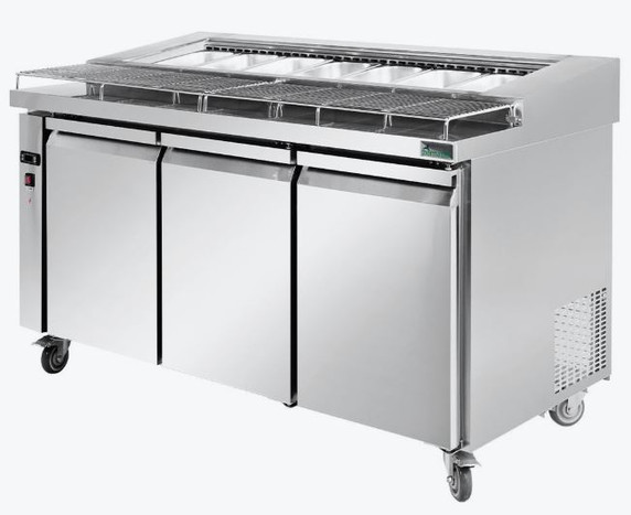 PWB150 three door DELUXE Pizza Prep Bench