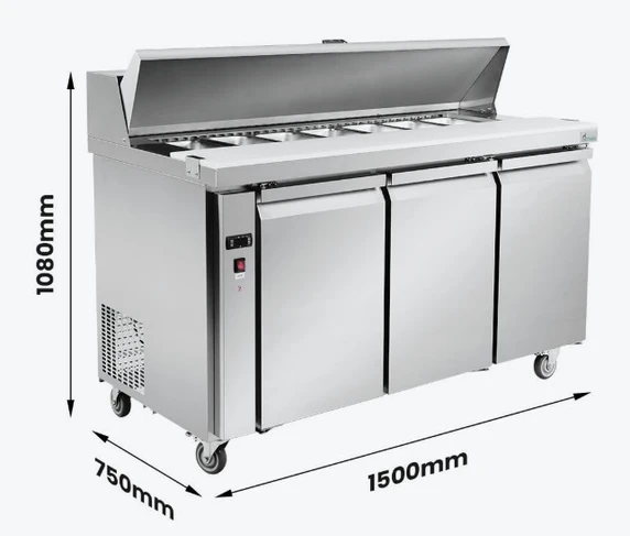 Thermaster SLB150 1500mm Sandwich Prep Bar Chiller | 340L 2-Door
