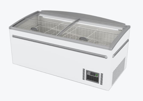 ZCD-E185S Supermarket Island Dual Temperature Freezer & Chiller with Glass Sliding Lids