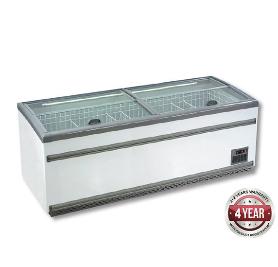 ZCD-L250S 1040 Ltr Supermarket Island Dual Temperature Freezer & Chiller? with Glass Sliding Lids