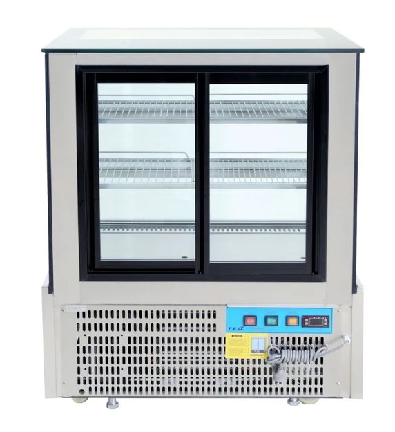 Bonvue SSU90-2XB Black Trim Square Glass Cake Display Fridge (900mm)