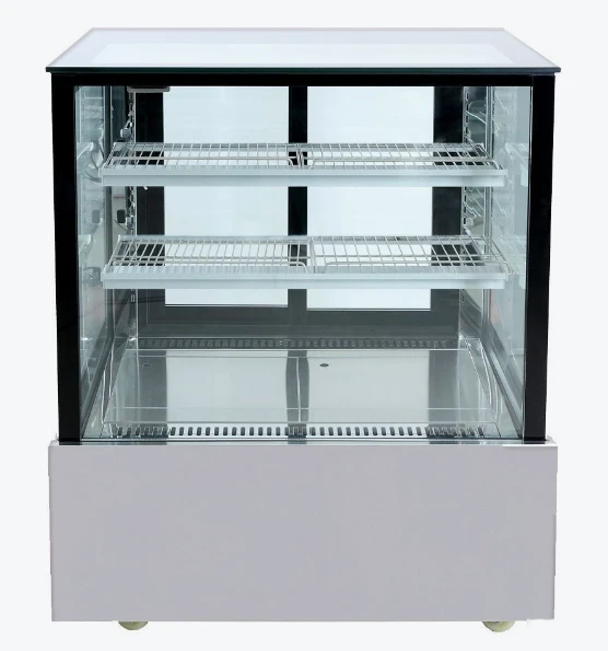 Bonvue SSU90-2XB Black Trim Square Glass Cake Display Fridge (900mm)