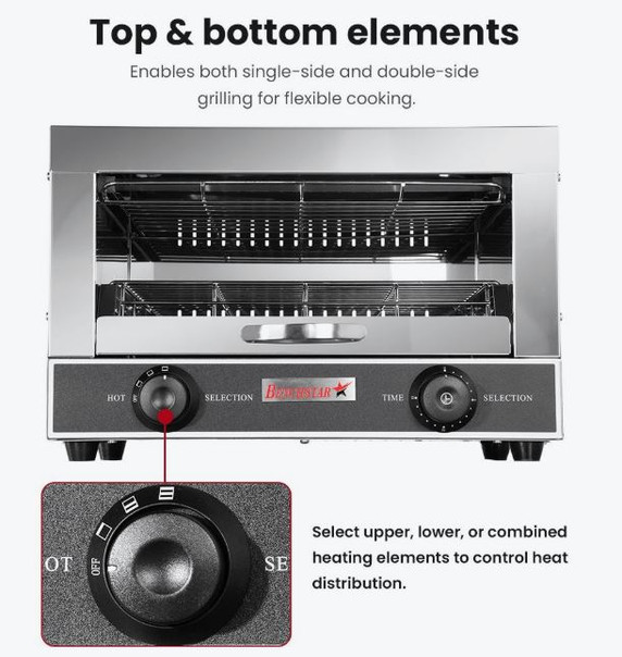 Benchstar Single infrared quartz element salamander griller toaster and timer - QT-1