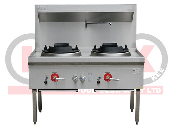 LKK-2B 2 Burner Waterless Gas Wok Table  - Duckbill Burner