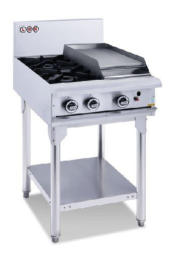 LKK LKKOB4C 2 Gas Open Burner Cooktop & 300mm RHS Griddle with Legs LKK