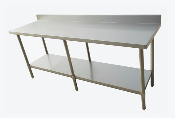 Economic 304 Grade Stainless Steel Table with splashback 2400x600x900 - 6 legs