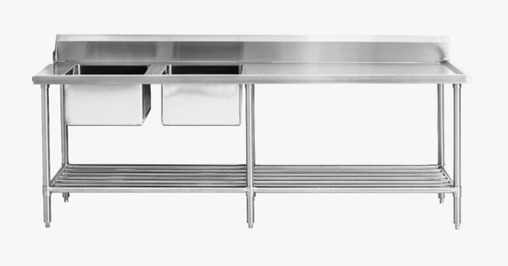Modular Systems DSBD7-2400L/A Left Inlet Double Sink Dishwasher Bench (2400mm)