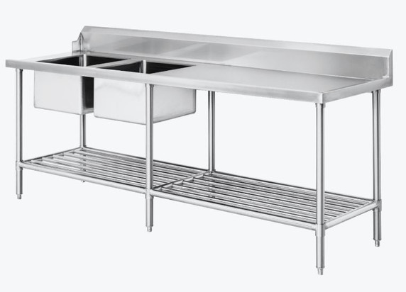 Modular Systems DSBD7-2400L/A Left Inlet Double Sink Dishwasher Bench (2400mm)
