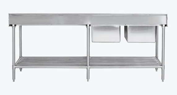 Modular Systems DSBD7-2400L/A Left Inlet Double Sink Dishwasher Bench (2400mm)
