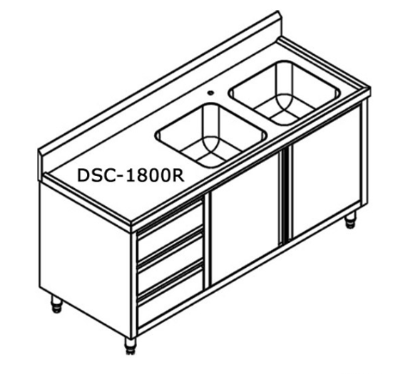 DSC-1800R-H KITCHEN TIDY CABINET WITH DOUBLE RIGHT SINKS