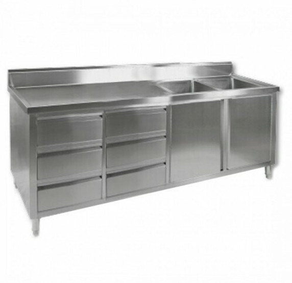DSC-2400R-H Kitchen Tidy Cabinet with Double Right Sinks DSC-2400R-H Kitchen Tidy Cabinet with Double Right Sinks
