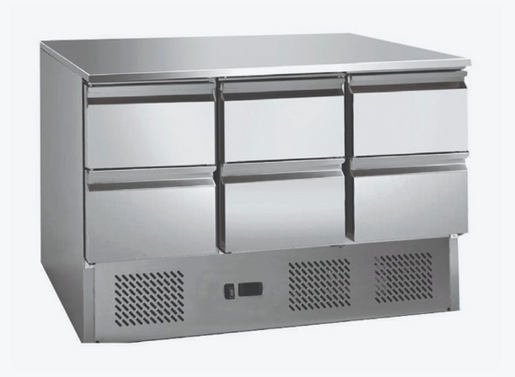6 drawers S/S Compact Workbench Fridge - GNS1300-6D 6 drawers S/S Compact Workbench Fridge - GNS1300-6D