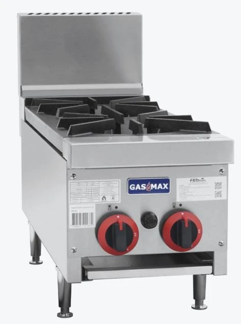 Gasmax RB-2E Commercial Benchtop 2-Burner Gas Cooktop with Flame Failure (302mm Wide)