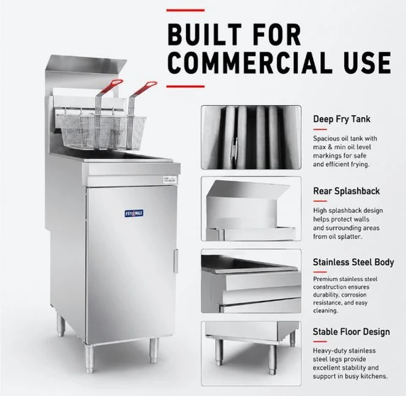 GasMax RC400ELPG Superfast LPG Commercial Single Vat Tube Fryer (394mm Wide)