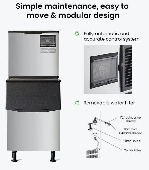 Blizzard SN-1000P 450kg Modular Cube Ice Maker with 170kg Bin | 15A