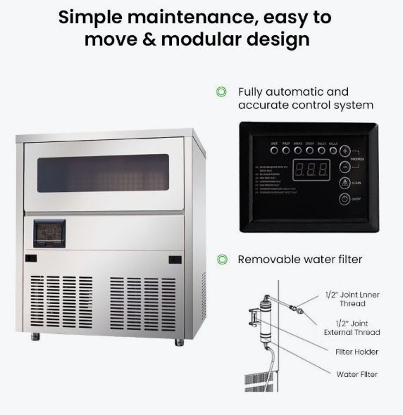 Blizzard SN-101B Commercial Ice Maker – 100kg Full Cube Ice Machine