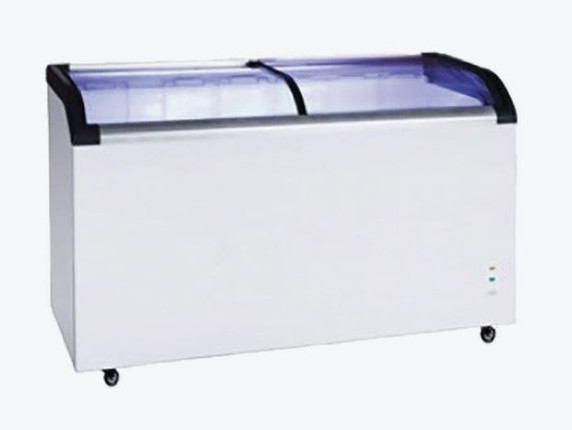 Two glass sliding lids chest freezer with castors - ST545