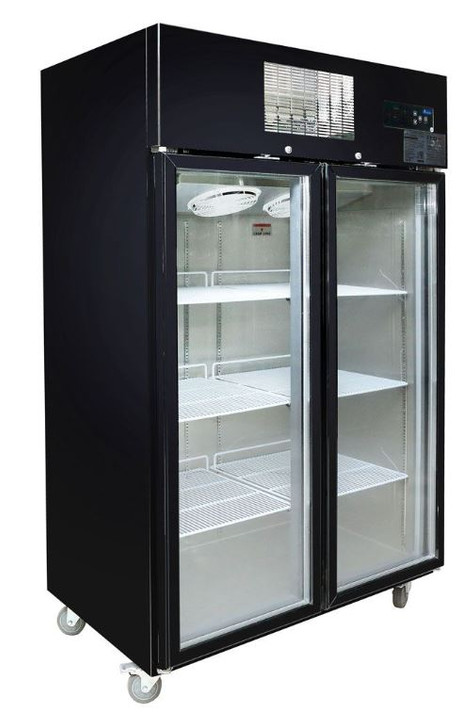 Thermaster SUCG1000B 1000L 2-Door Upright Display Fridge | Black S/S