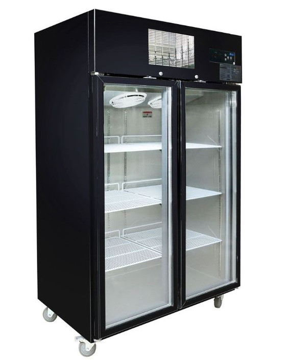 Double Glass Door Black Stainless Steel Upright Freezer - SUFG1000B