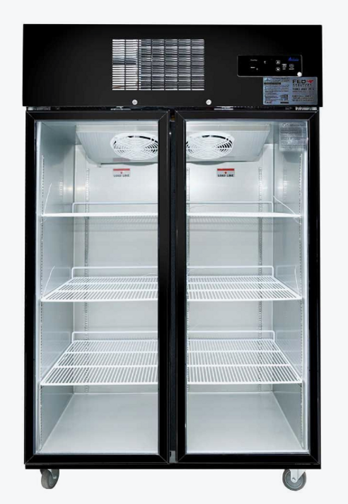 Double Glass Door Black Stainless Steel Upright Freezer - SUFG1000B