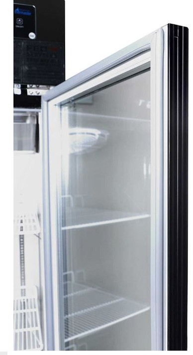 Single glass door upright freezer black stainless steel - SUFG500B