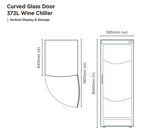 WC0400C-NR Bromic 372L Curved Glass Door 372L Wine Fridge WC0400C-NR Bromic 372L Curved Glass Door 372L Wine Fridge